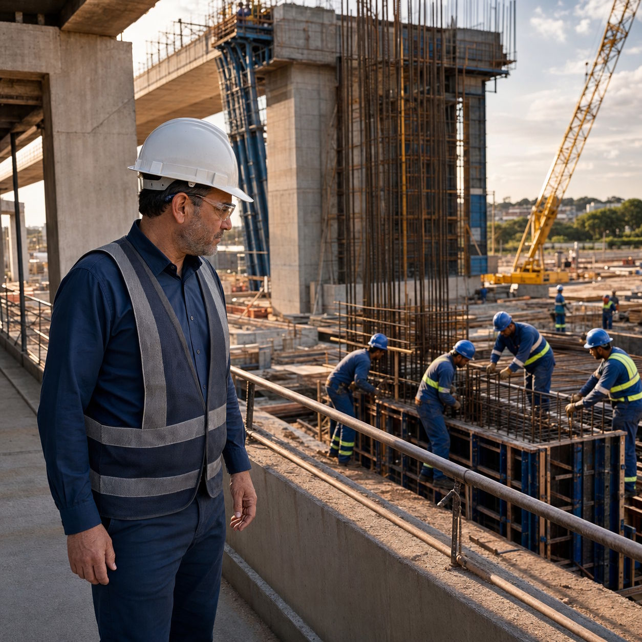 Profissional acompanha uma obra de infraestrutura em execução enquanto ainda há tempo de identificar e capturar oportunidades contratuais
