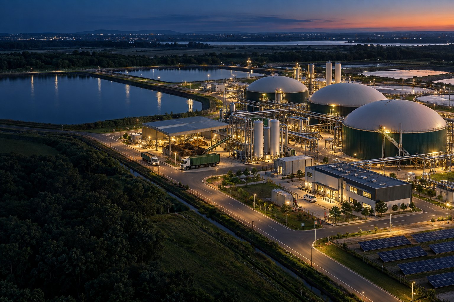 Planta integrada de biogás, biometano, resíduos e tratamento de efluentes em operação