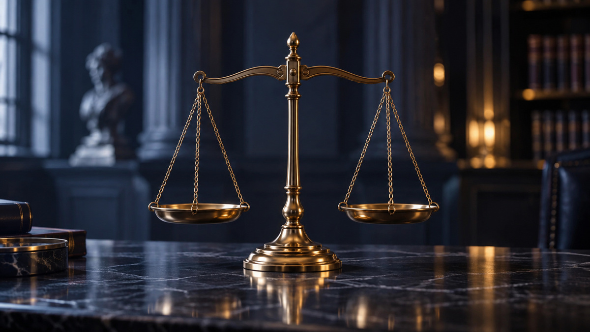 Balança da justiça em equilíbrio.